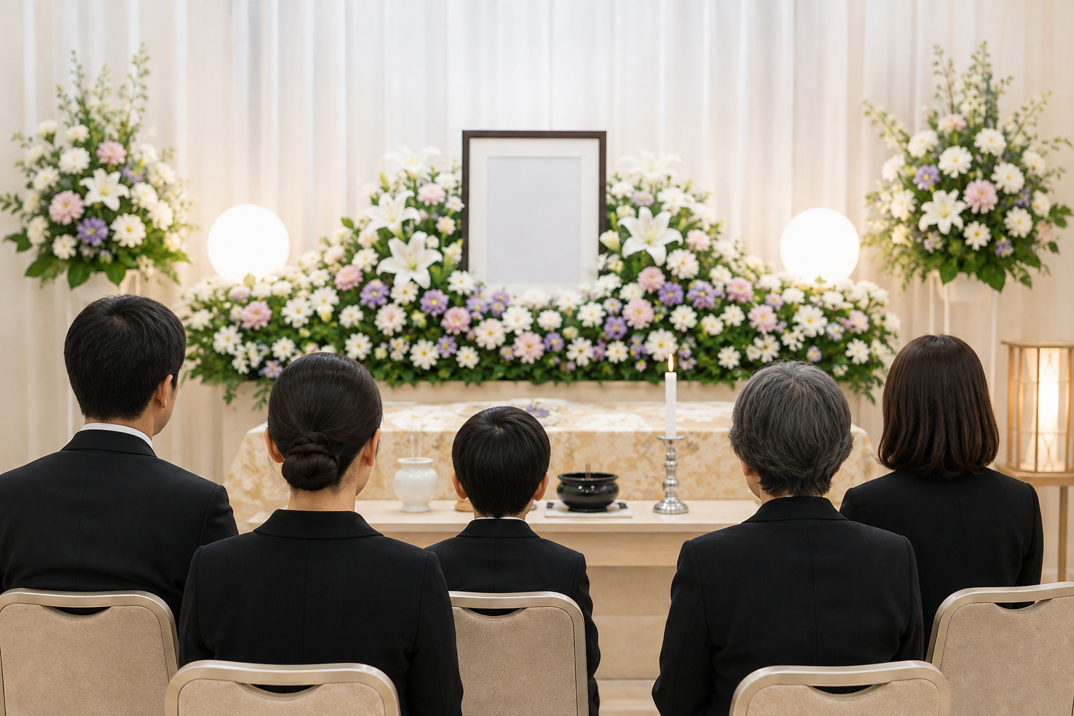 香典を袱紗に包み受付で渡すイメージ